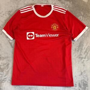 Manchester United TeamViewer 10 Soccer Jersey Red Futbol Shirt Size Medium